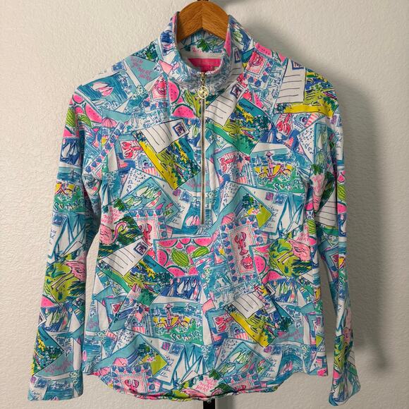 Lilly Pulitzer Skipper Round Hem Popover in Wish You Were Here Small - Picture 1 of 3
